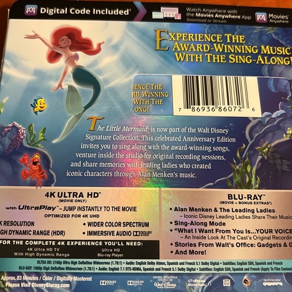 The Little Mermaid Anniversary Edition 4K Ultra + Blu-Ray - Picture 3 of 7